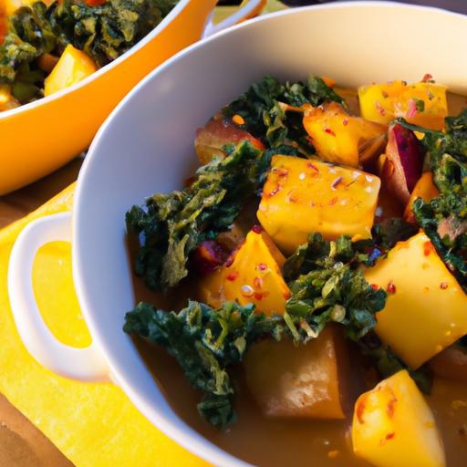 Hearty One-Pot Vegan Sweet Potato & Kale Stew Delight