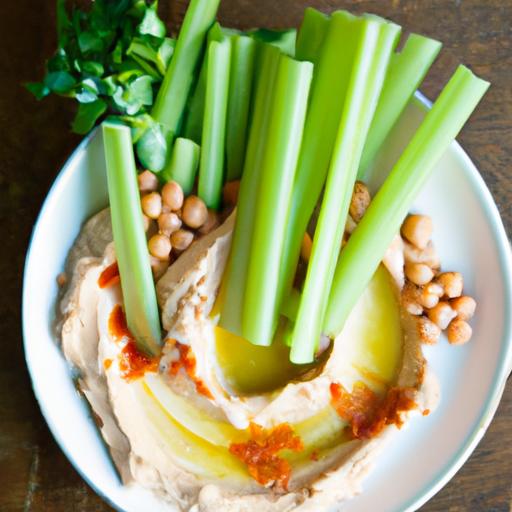 Crunchy Celery Sticks with Hummus: A Healthy Snack Combo