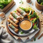 Crispy Vegan Spring Rolls Paired with Zesty Peanut Sauce