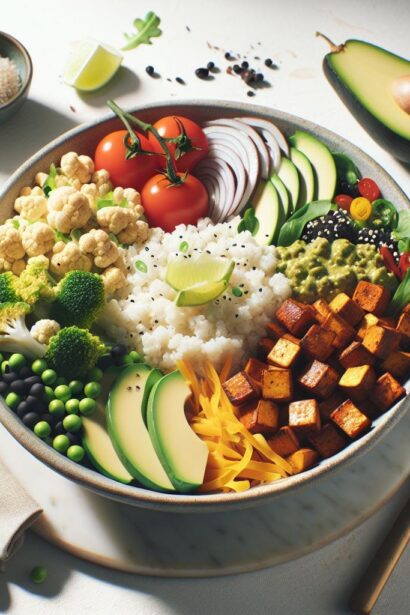 Flavor-Packed Vegan Burrito Bowls with Cauliflower Rice