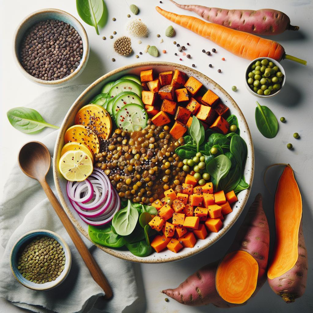 Energize Your Day: Vegan Power Bowl with Lentils & Sweet Potatoes